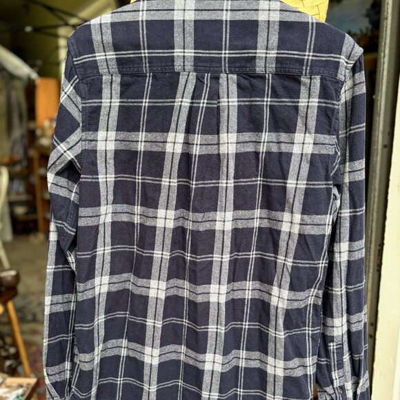 Tilley Flannel Button Down Shirt, Blue Striped Shirt, Fall Shirt, Blue Plaid - Picture 6 of 6
